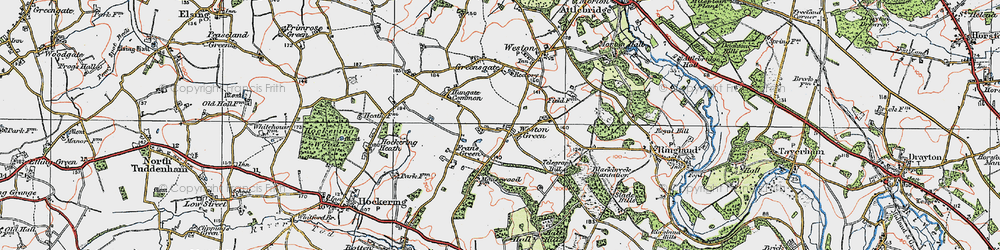 Old map of Weston Green in 1921