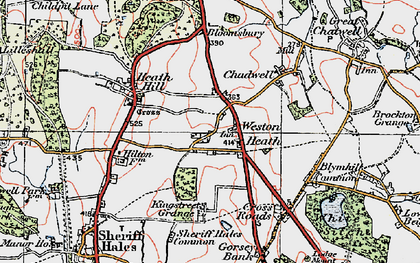 Old map of Weston Heath in 1921