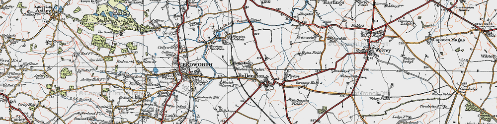 Old map of Weston in Arden in 1920