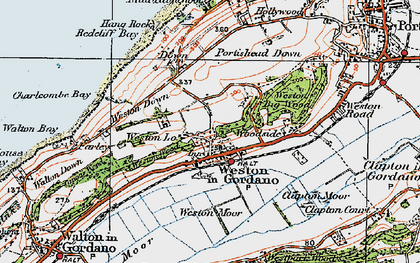 Old map of Weston in Gordano in 1919