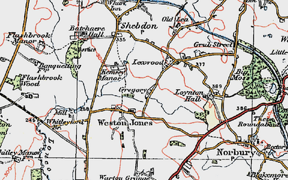 Old map of Weston Jones Mill in 1921