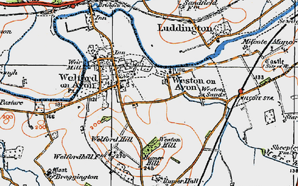 Old map of Weston-on-Avon in 1919