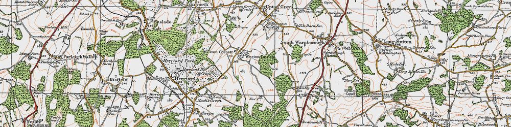 Old map of Weston Patrick in 1919