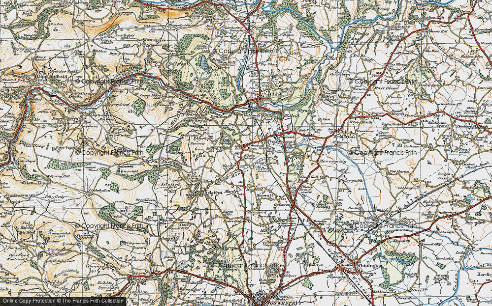 Old Map of Historic Map covering Weston Lodge in 1921
