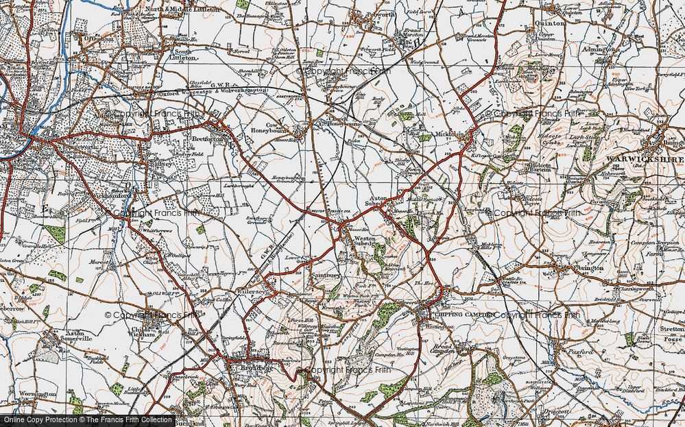 Old Map of Weston-sub-Edge, 1919 in 1919