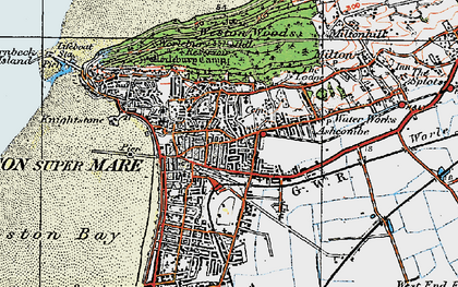 Old map of Weston-super-Mare in 1919