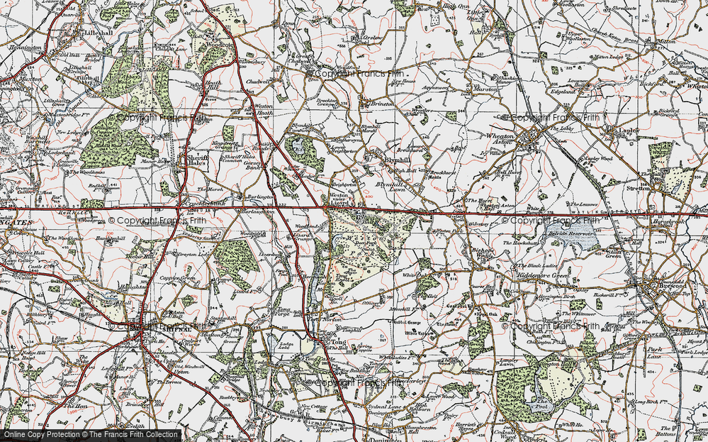 Old Map of Historic Map covering Weston Park in 1921