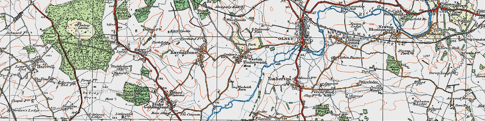 Old map of Weston Underwood in 1919