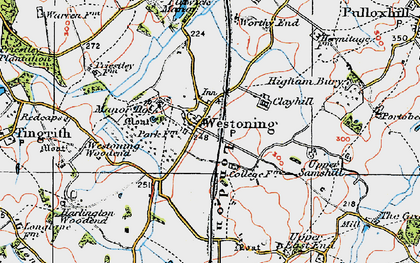 Old map of Westoning in 1919