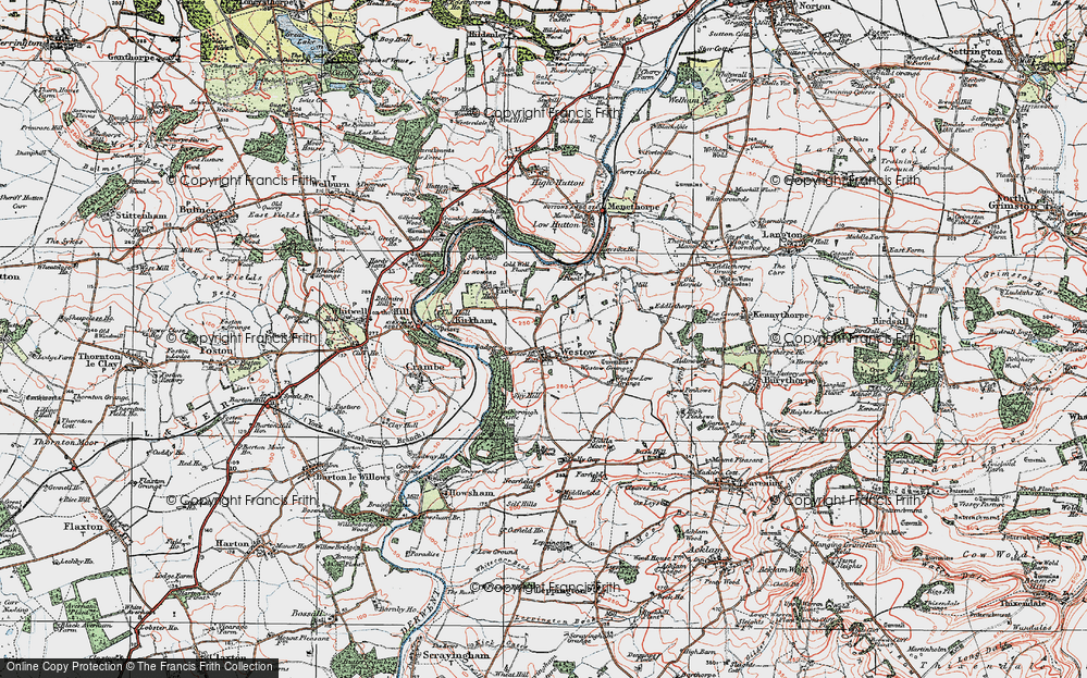 Old Map of Historic Map covering Westow Low Grange in 1924