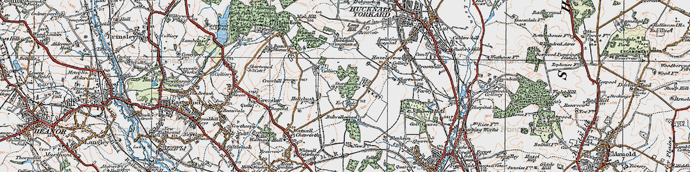 Old map of Woodhall Fm in 1921