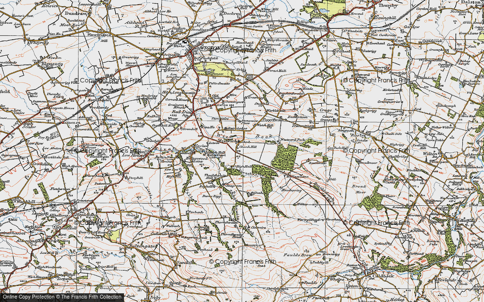 Old Map of Historic Map covering Beckbottom in 1925