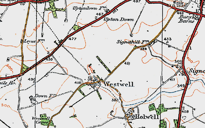 Old map of Westwell in 1919