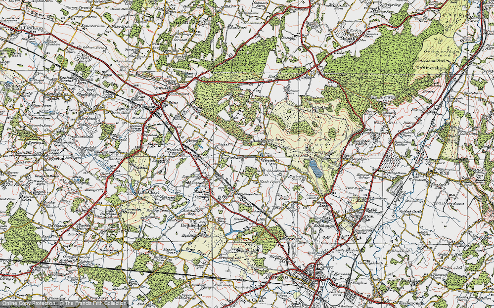 Old Map of Westwell, 1921 in 1921