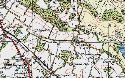 Old map of Westwell in 1921