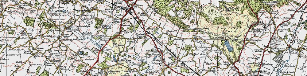 Old map of Westwell Leacon in 1921