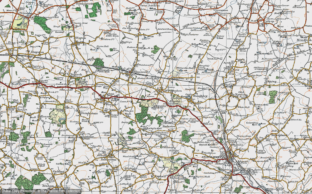 Old Map of Wetherden, 1921 in 1921