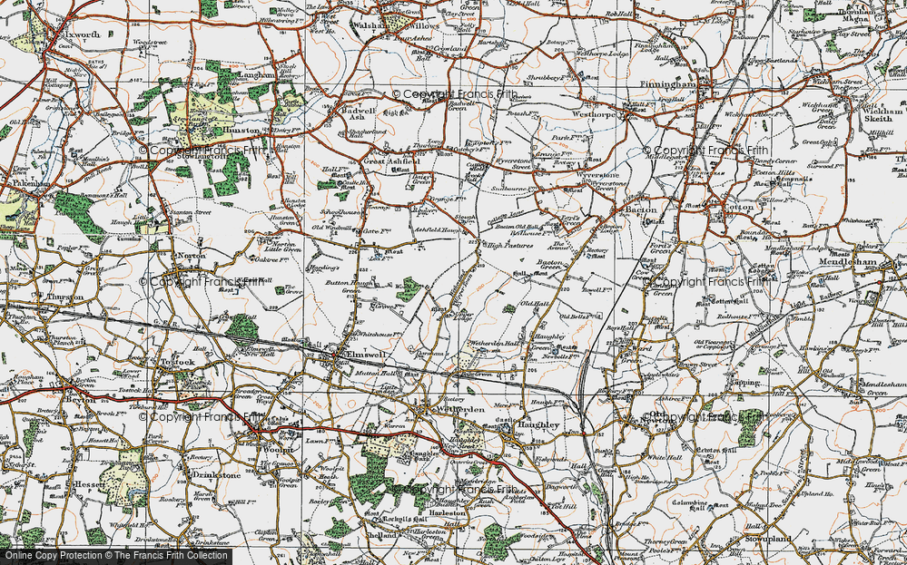 Old Map of Wetherden Upper Town, 1921 in 1921