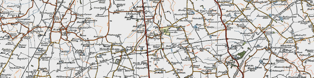 Old map of Wetheringsett in 1921