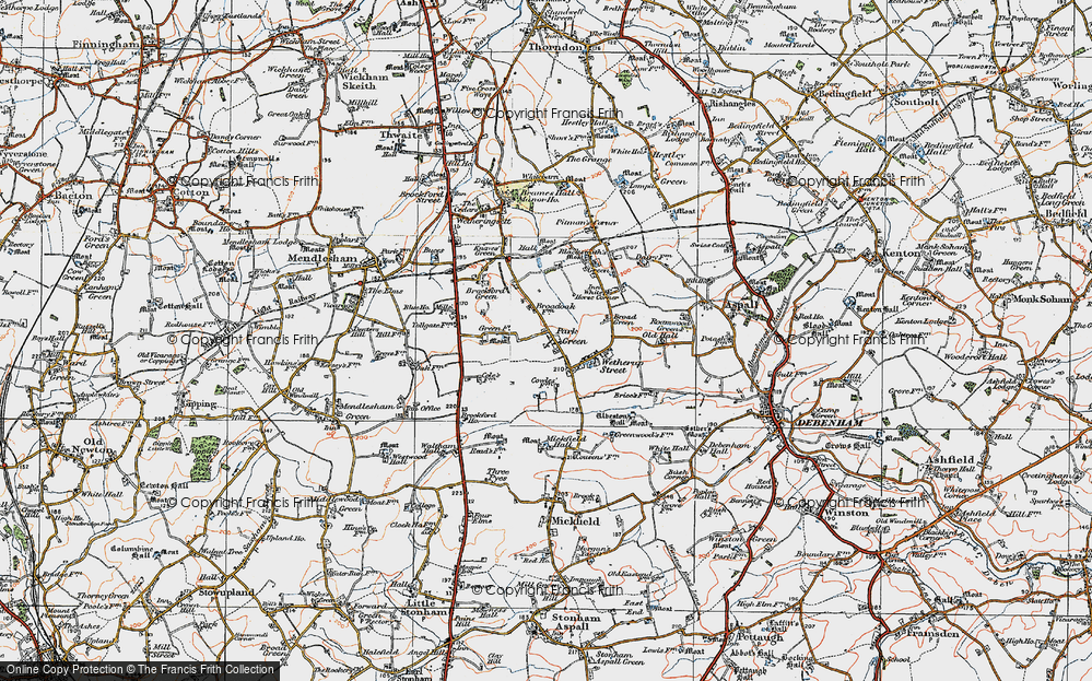 Old Map of Historic Map covering Brockford Ho in 1921