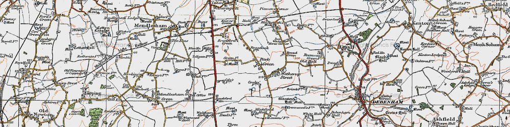 Old map of Brockford Ho in 1921