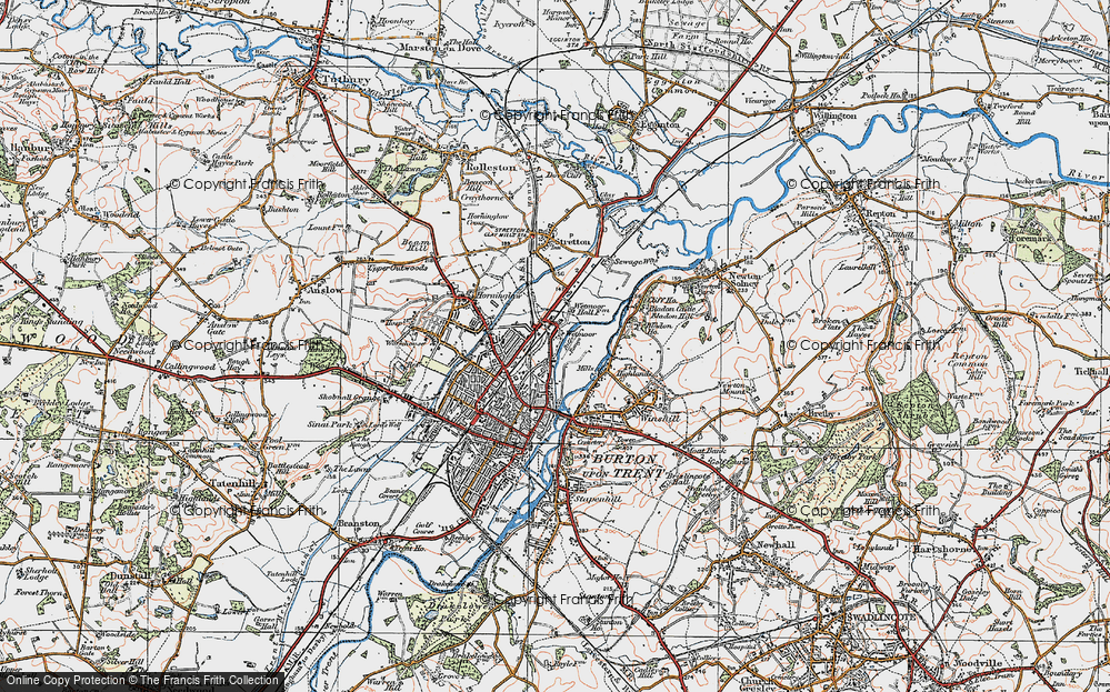 Old Map of Historic Map covering Bladon Castle in 1921