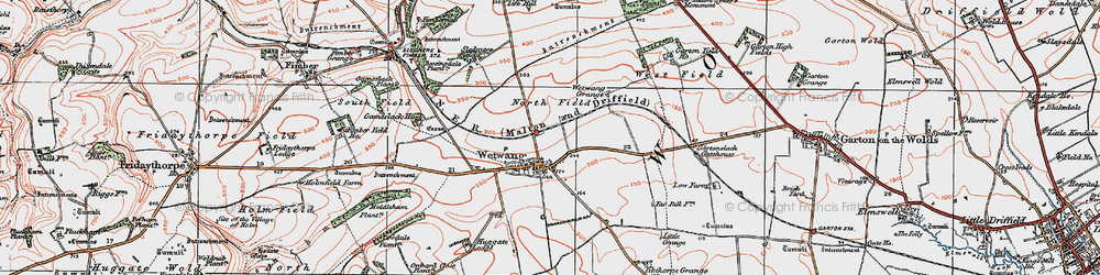 Old map of Wetwang in 1924