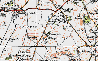 Old map of Wexcombe in 1919