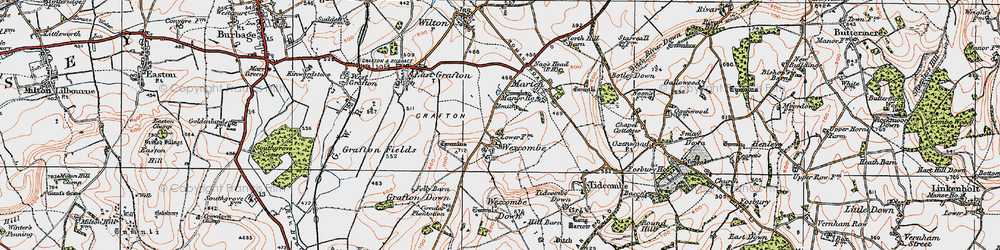 Old map of Wexcombe in 1919