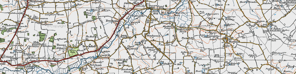Old map of Weybread in 1921