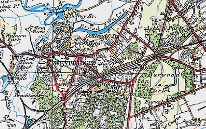 Old map of Weybridge in 1920
