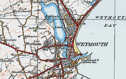 Old map of Weymouth in 1919
