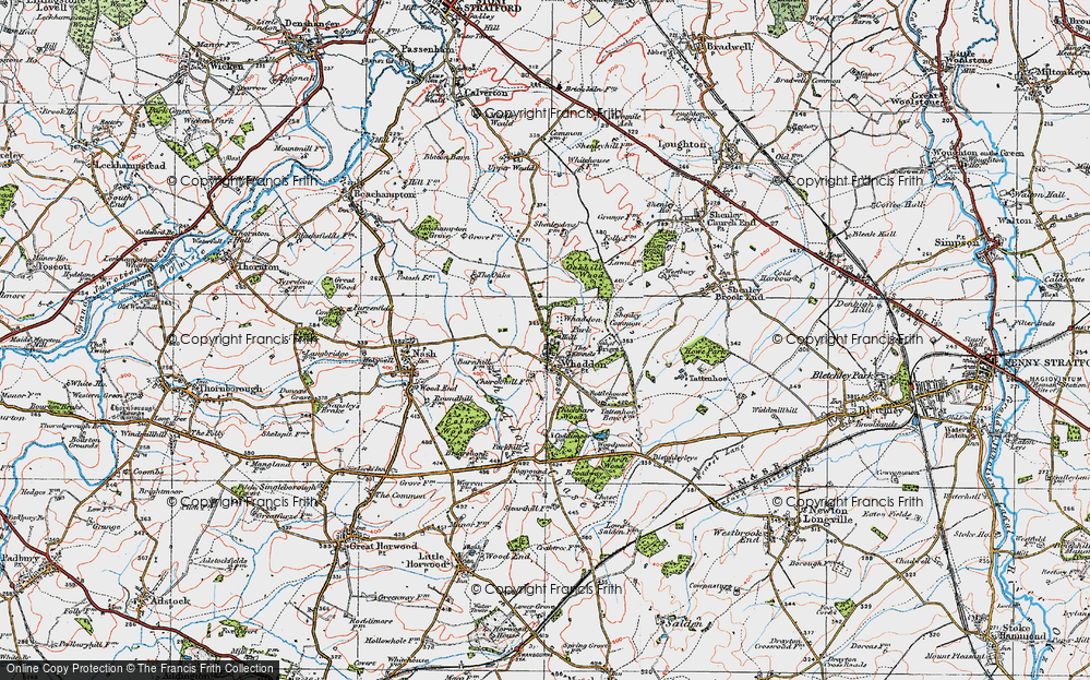 Old Map of Historic Map covering Whaddon Chase in 1919