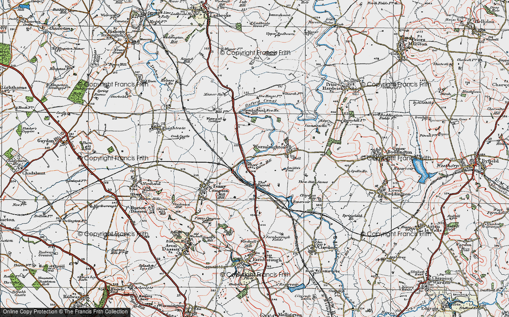 Old Map of Historic Map covering Wormleighton Hill in 1919