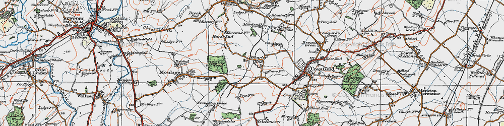 Old map of Wharley End in 1919