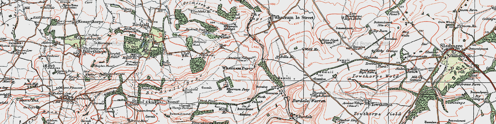 Old map of Wharram Percy Village in 1924