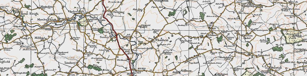 Old map of Whatfield in 1921