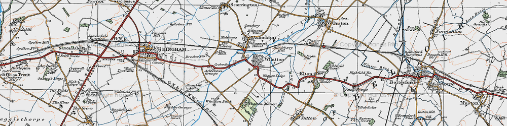 Old map of Whatton-in-the-Vale in 1921
