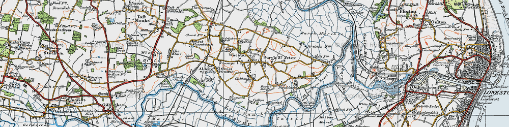 Old map of Wheatacre in 1921