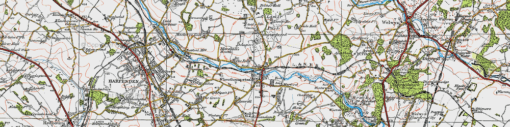 Old map of Wheathampstead in 1920