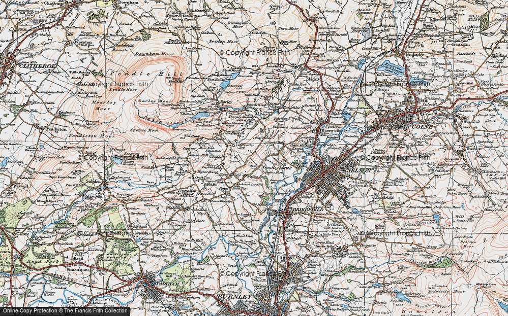 Old Map of Historic Map covering Cuckstool Lane Top in 1924