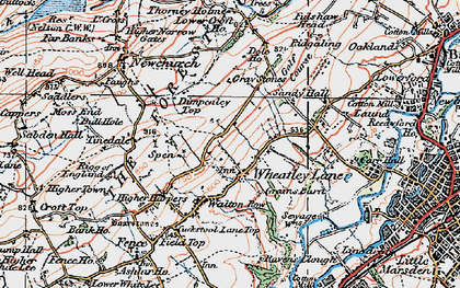 Old map of Cuckstool Lane Top in 1924