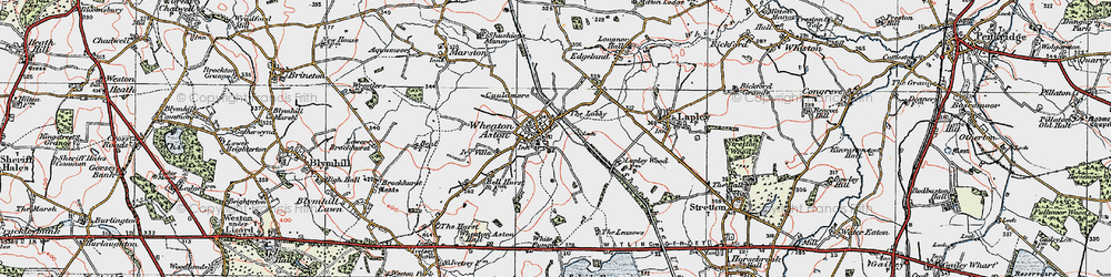 Old map of Wheaton Aston in 1921