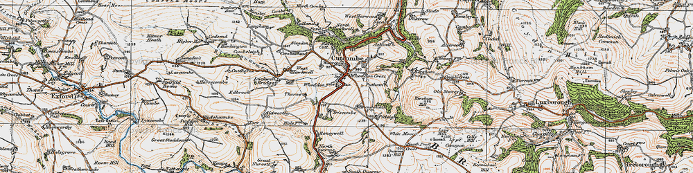 Old map of Wheddon Cross in 1919