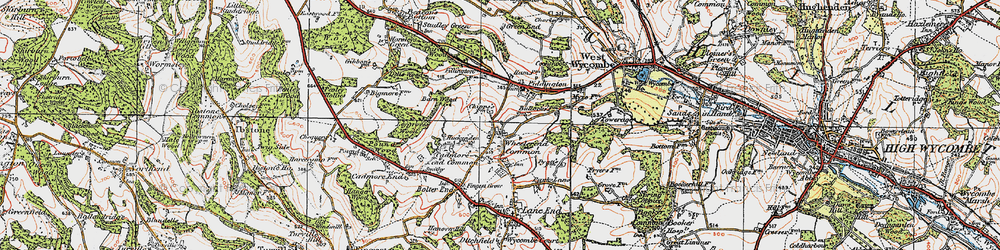 Old map of Wheeler End in 1919