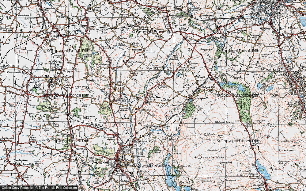 Old Map of Historic Map covering Heapey in 1924