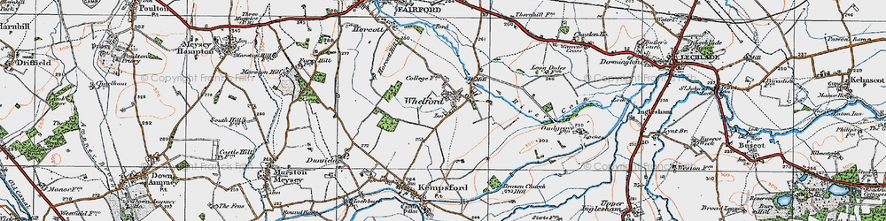 Old map of Whelford in 1919