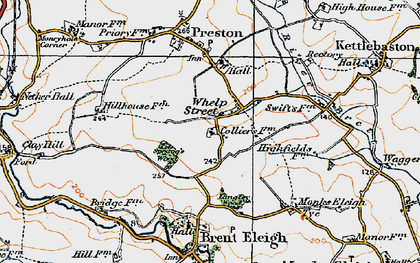 Old map of Monks Eleigh Tye in 1921
