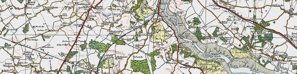 Old map of Wherstead in 1921