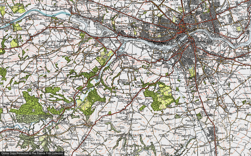 Old Map of Whickham, 1925 in 1925